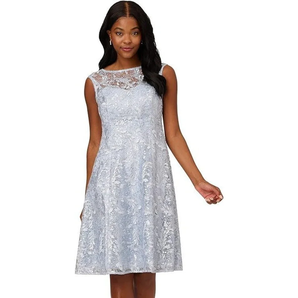 Adrianna Papell Women's Embroidered Midi Cocktail Dress, 8 - Picture 8 of 8